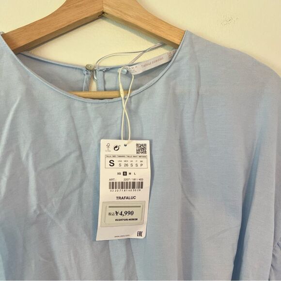 Zara Sky Blue Poplin Dress with Buckle Belt NEW Size Small Blogger Favorite - Picture 9 of 14